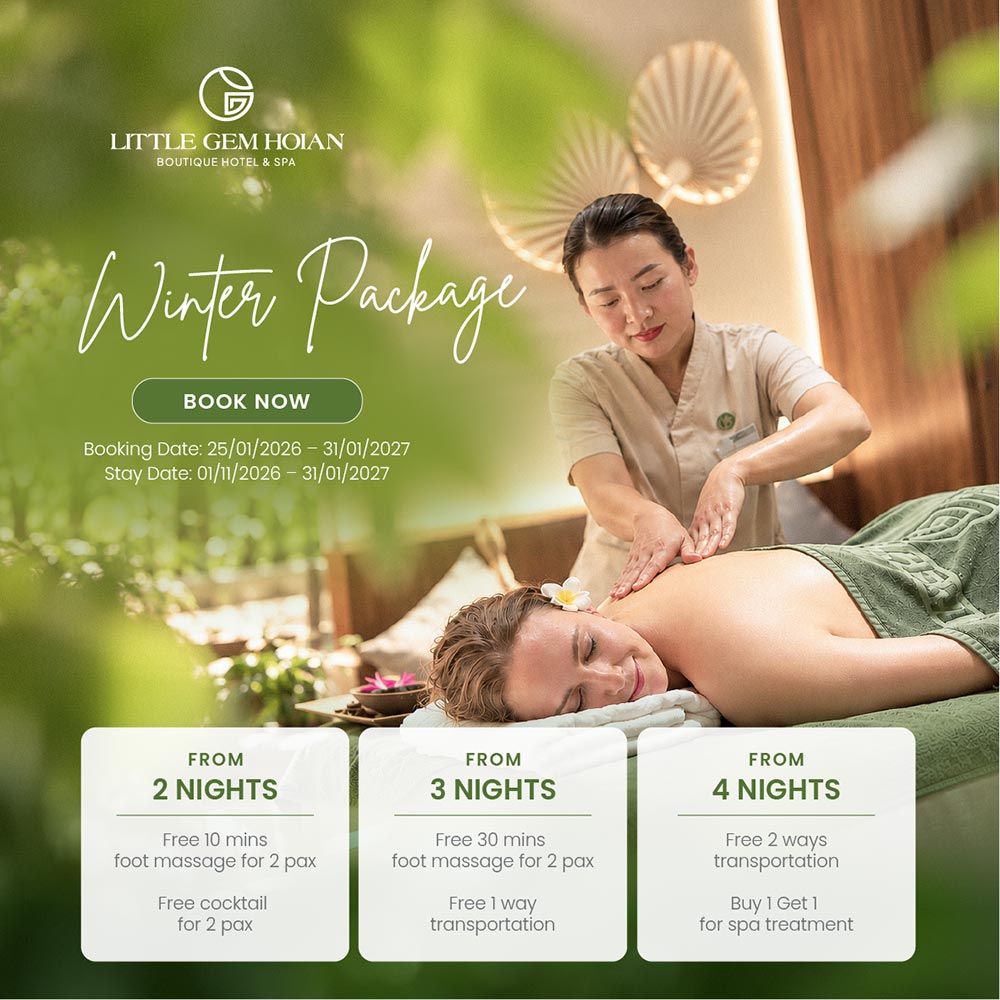 Autumn Package at Little Gem Hoi An. Stay from 1 September to 31 October 2026. Contact us for offer details.